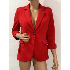 Sasin Blazer Red size 40 EU S/M 3/4 sleeves one button closing and pockets